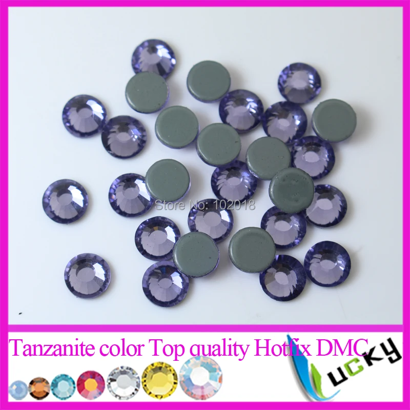 Top quality SS6 1.9-2.0mm,1440pcs/Bag DMC HotFix FlatBack Rhinestones,Hot Fix glitters iron-on garment Tanzanite crystal stone