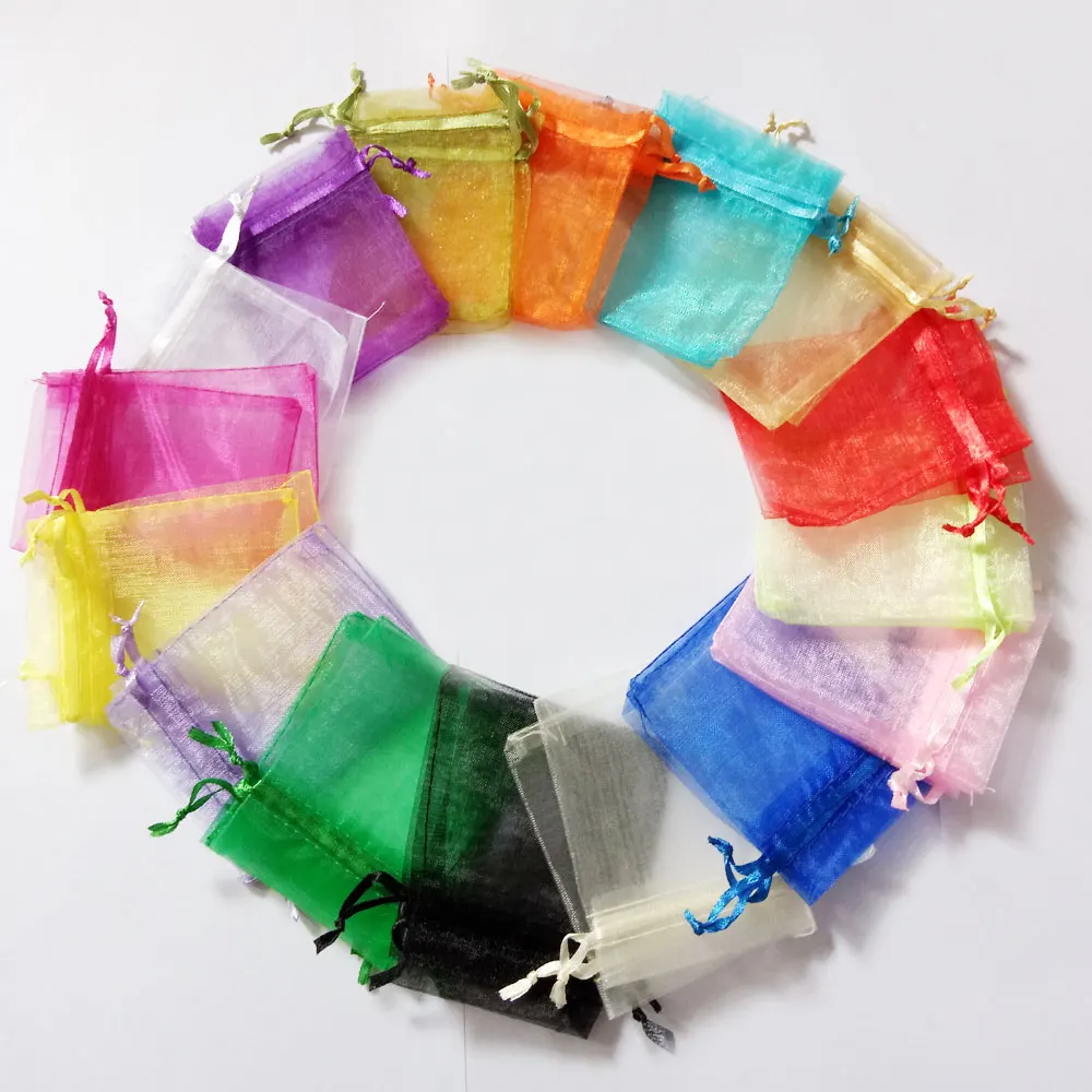 

13x18cm Organza Bag 100pcs Jewelry Packaging Display Jewelry Pouch Gift Bags For Wedding Drawstring Bag Woman Travel Storage Bag