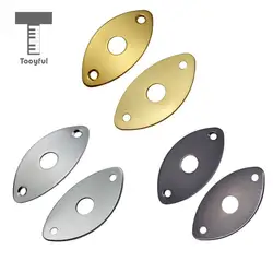 Tooyful 2pcs Metal Oval Curved Socket Jack Plate with Screws for Electric Guitar Bass Parts