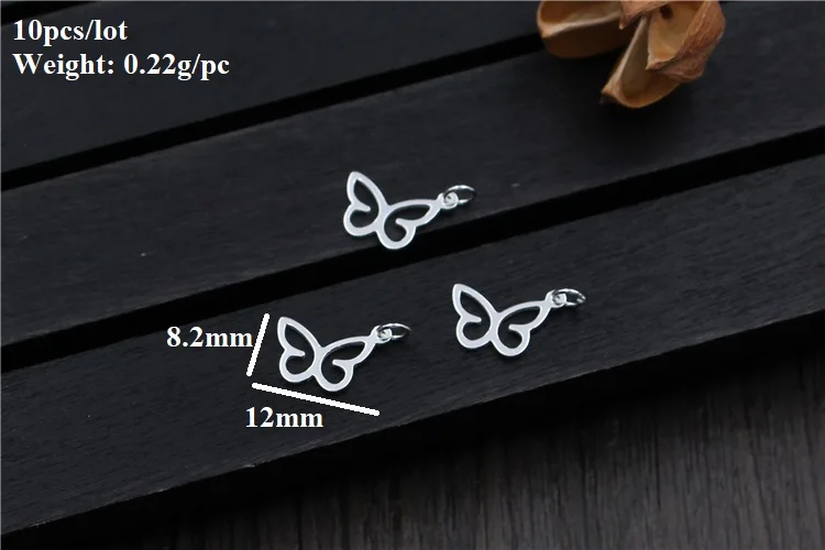 100% 925 Silver Butterfly Charm Hollowed DIY Bracelet Charming Jewelry Findings Charm Mini Butterfly Pendant DIY Jewelry Charm