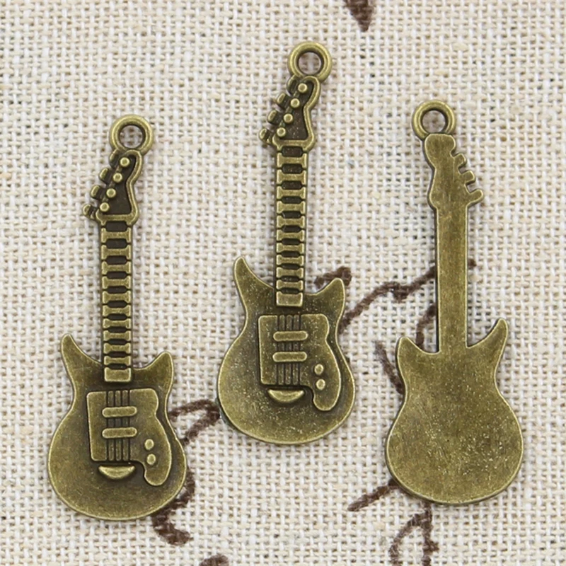 15pcs Charms Electic Guitar 35x12mm Antique Bronze Silver Color Pendants Making DIY Handmade Tibetan Bronze Silver Color Jewelry