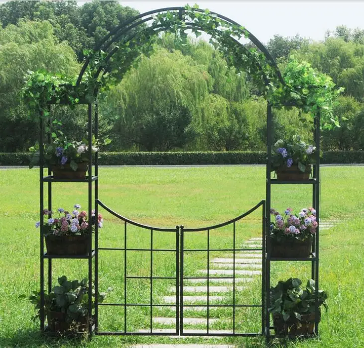 

Garden iron arch flower frame garden bracket outdoor climbing pergola pot holder.