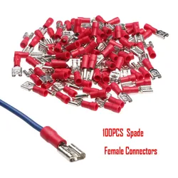 FDD1.25-250 100Pcs Female Insulated Electrical Crimp TerminalS for 0.5-1.5mm2 Wire Cable Connectors AWG 22-18