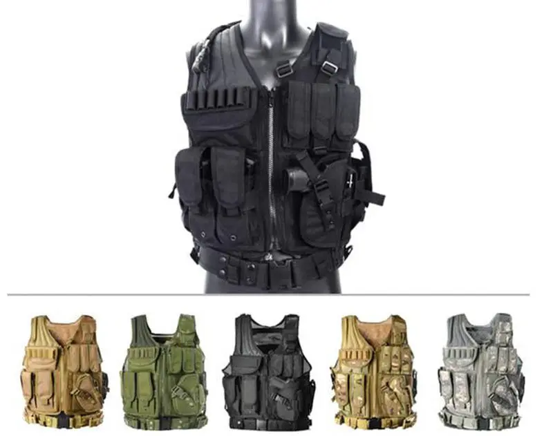 USMC Tactical Airsoft Paintball Hunting Combat Vest & Belt With Holster Pouch-MH200