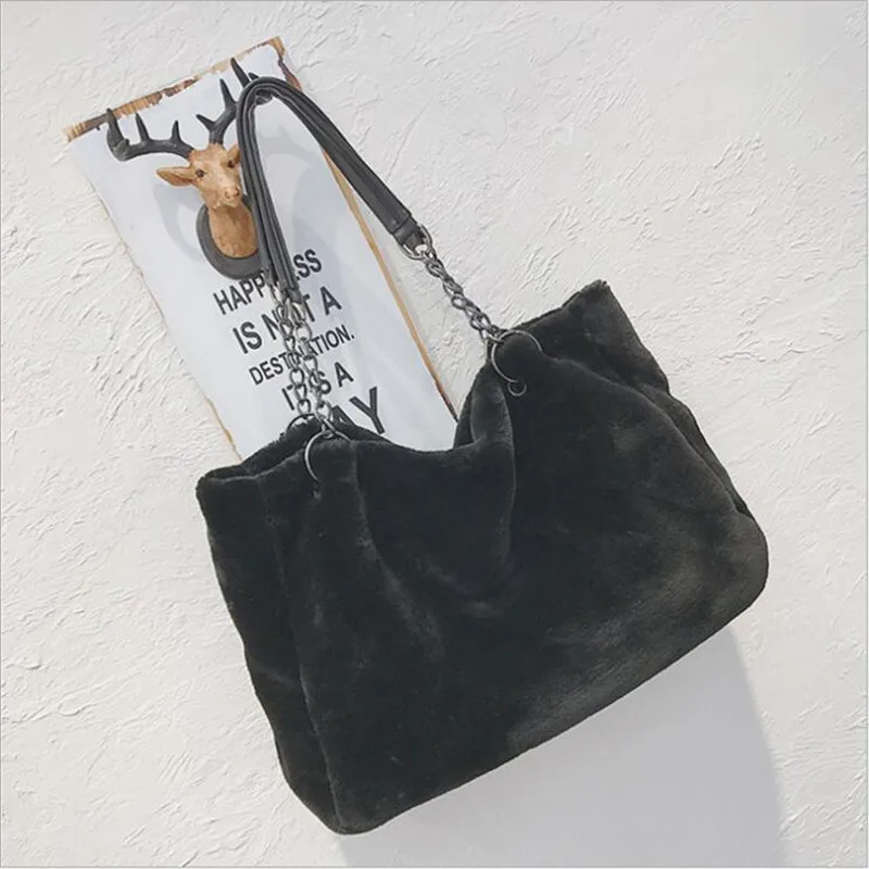 2023 Hot Women Fur large Size Handbags Casual Shopping Bags Metal Strap Travel Bags Winter Bags Drop Shipping MN868