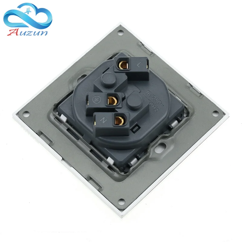 German standard wall tempered glass panel socket plug ground 16A eu standard socket 86