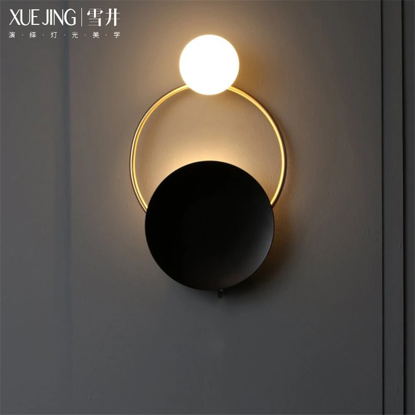 Nordic Modern Wall Lamps Round Glass Bedroom Livingroom Barthroom Background Wall Aisle Stair Light Wall Lights Led Fixtures