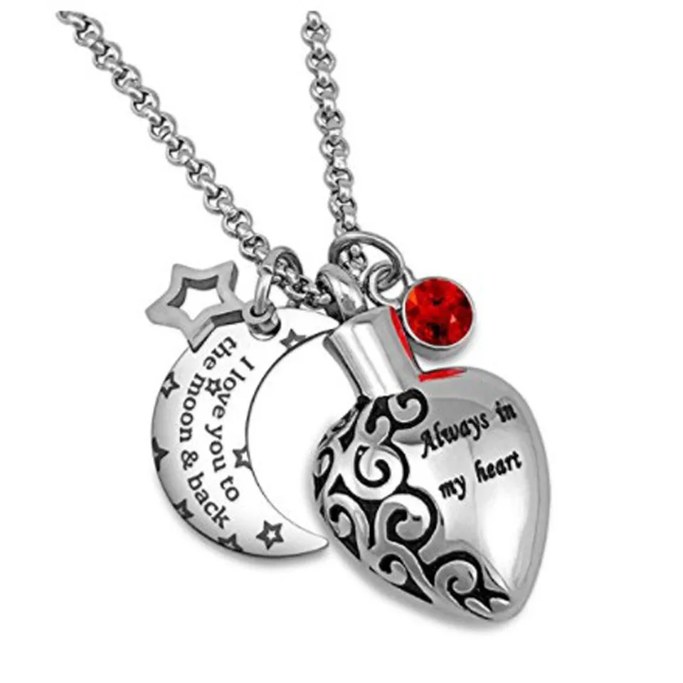 Urn Necklaces for Ashes Always in My Heart I Love You to The Moon and Back 12 Birthstones Styles Necklace