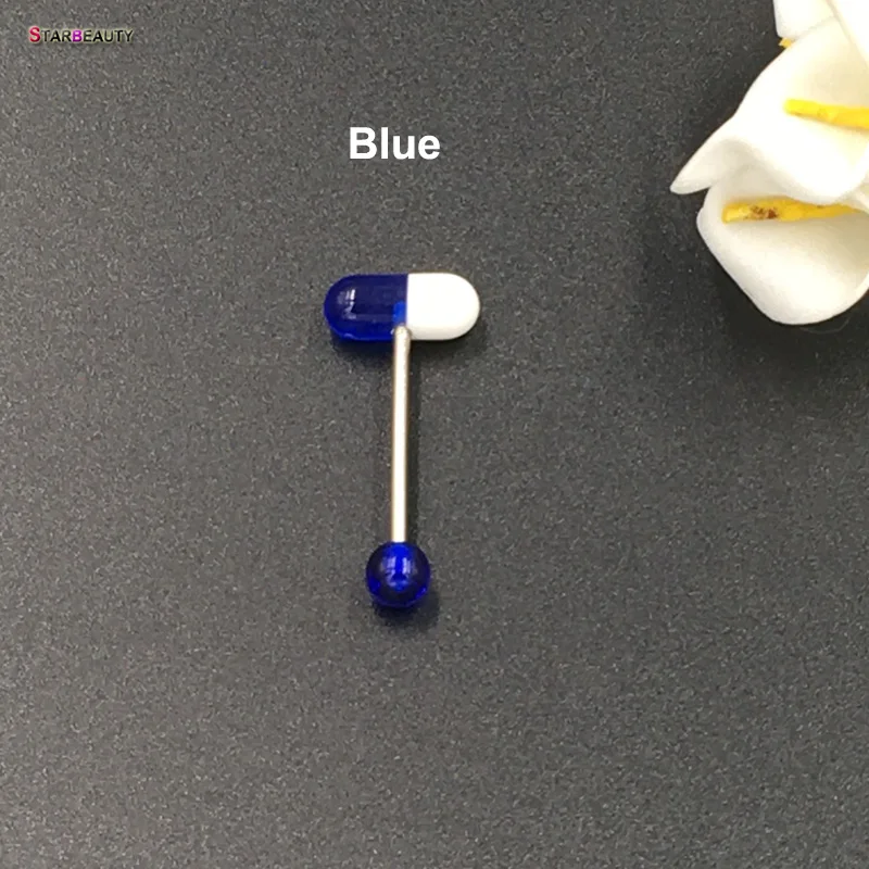 I Feel Good 1pc/lot Blue Capsule Tragus Piercing lengua Acrylic Pill Tongue Rings Women Men Jewelry Kylie Lip Piercing Tongue