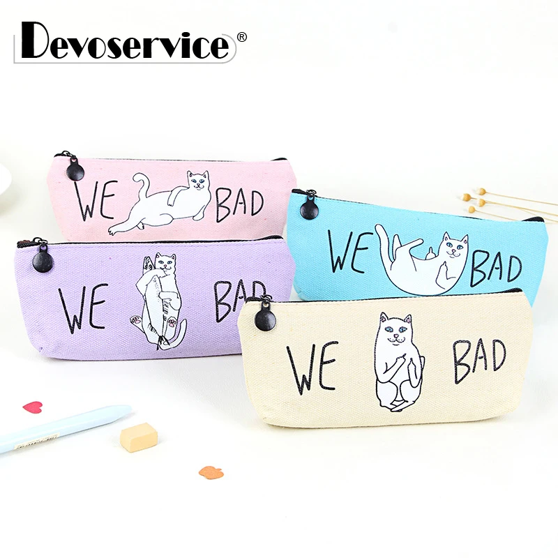 

1Pc Cartoon Big Capacity Pen Bag Canvas Pencil Case Cute Kawaii Cat Pencil Bag Pencil Box Office School Supplies Stationery Gift