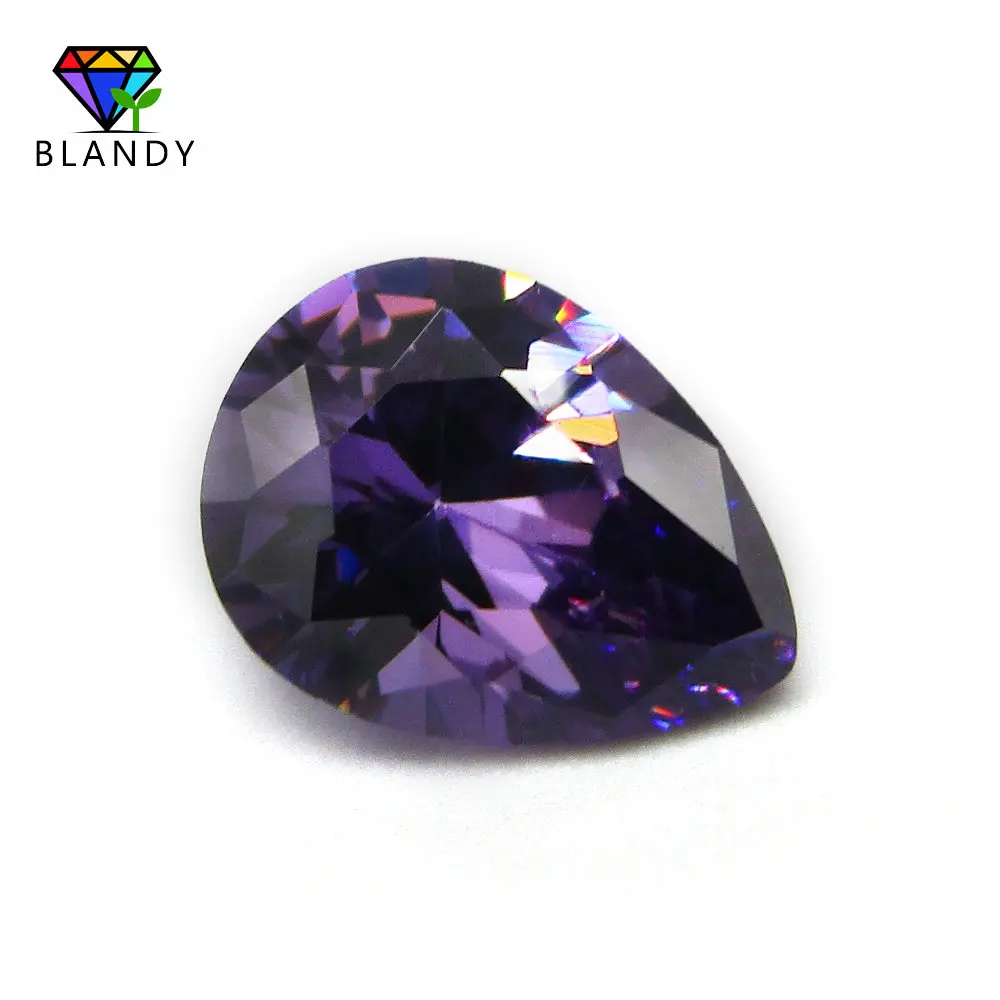 Free Shipping 2x3~13x18mm 5A Pear Cut Amethystine CZ Stone Synthetic Gems Purple Red Cubic Zirconia For DIY Jewellery