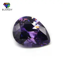 Free Shipping 2x3~13x18mm 5A Pear Cut Amethystine CZ Stone Synthetic Gems Purple Red Cubic Zirconia For DIY Jewellery