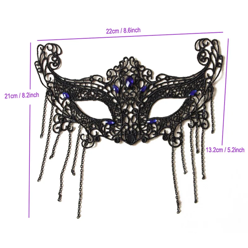 المرأة السوداء الدانتيل الثعلب القط حفلة تنكرية الوجه قناع عين حجر سلسلة شرابة الشعر بنس للشعر فستان بتصميم حالم زي الكرة اكسسوارات الحفلات