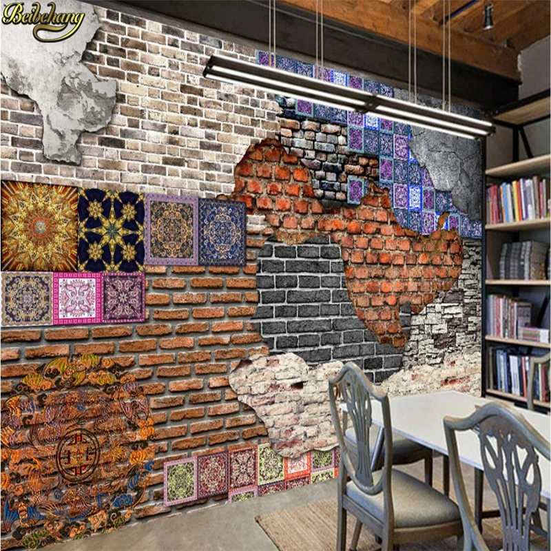 

beibehang Custom photo 3d wallpaper mural brick wall art nostalgic vintage background wall background painting papel de parede