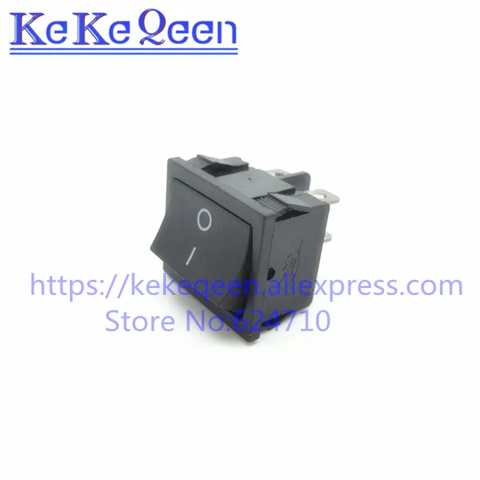 10PCS/LOT KCD5 21X24mm 4 Pin 2 Position 6A/12A 250VAC ON-OFF DPST Black Rocker Switch