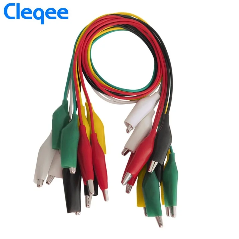 Cleqee P1025 10pcs 악어 클립 전기 DIY 테스트 리드 악어 더블 엔드 악어 클립 로치 클립 테스트 점퍼 와이어