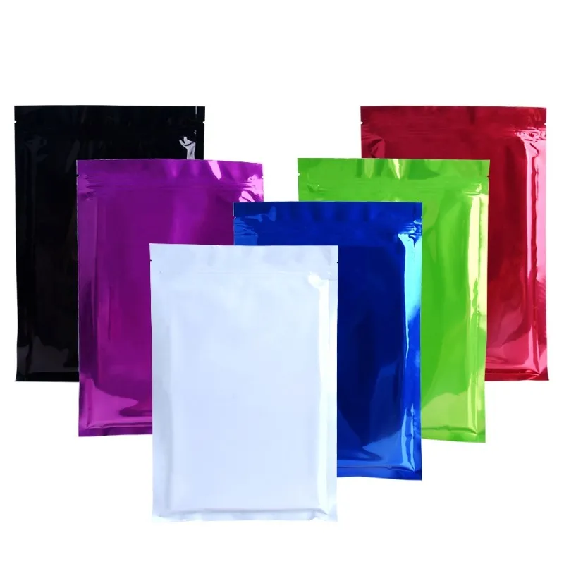 10 sizes Colorful aluminum foil bag aluminized ziplock bag metal sealed bag candy nut tea food and medicine packaging bag