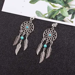 JIOFREE-pendientes de Clip de plumas de aleación para mujer, atrapasueños Vintage, sin Piercing, joyería para la oreja para fiesta y boda