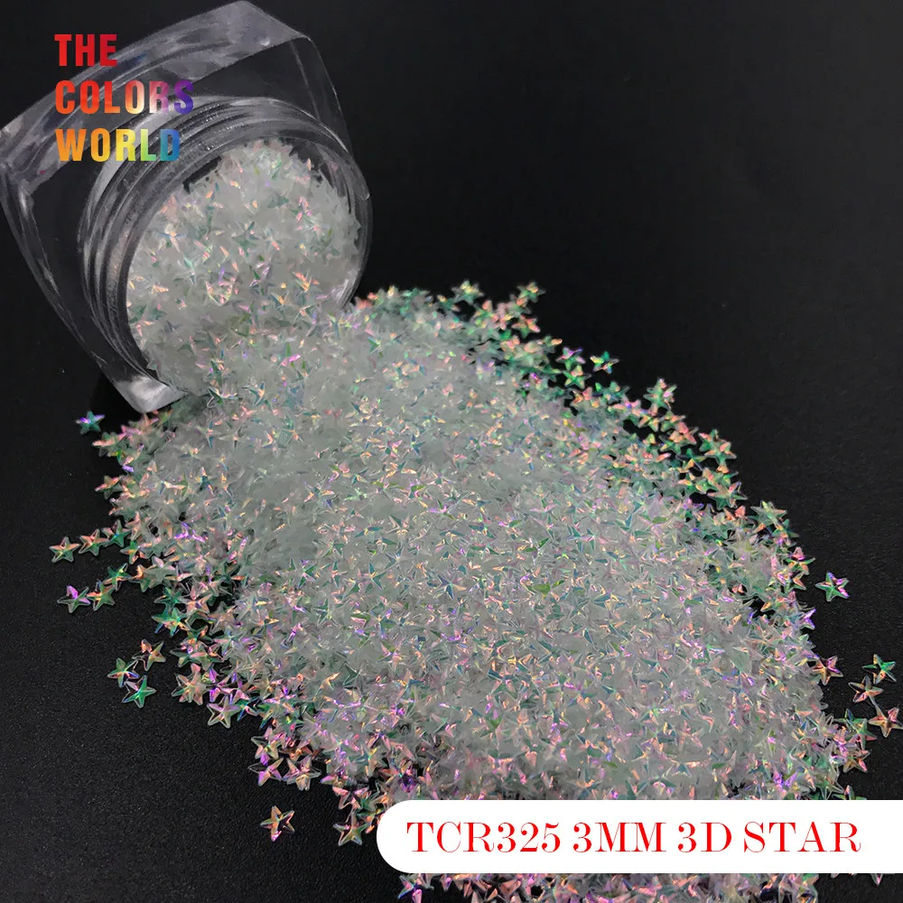 TCT-176 Star Shape 3D Effect Colorful Glitter 3MM For Nail Glitter Nail art Nail Gel Decoration Makeup Facepaint DIY Decoration