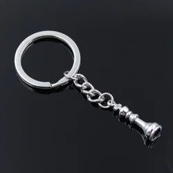 New Fashion Men 30mm Keychain DIY Metal Holder Chain Vintage Chess King Queen Rook Knight Pawn Bishop Silver Color Pendant Gift