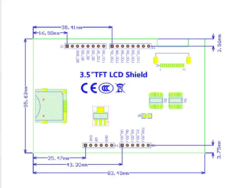 Módulo de pantalla táctil LCD para Arduino UNO MEGA2560, 3,5 pulgadas, 480x320 TFT, con/sin Panel táctil