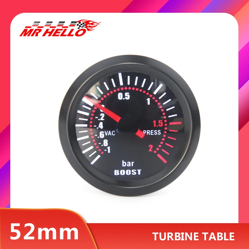 52mm CarTurbo boost gauge Meter warning function Automotive instrument Turbio pressure turbine gauge