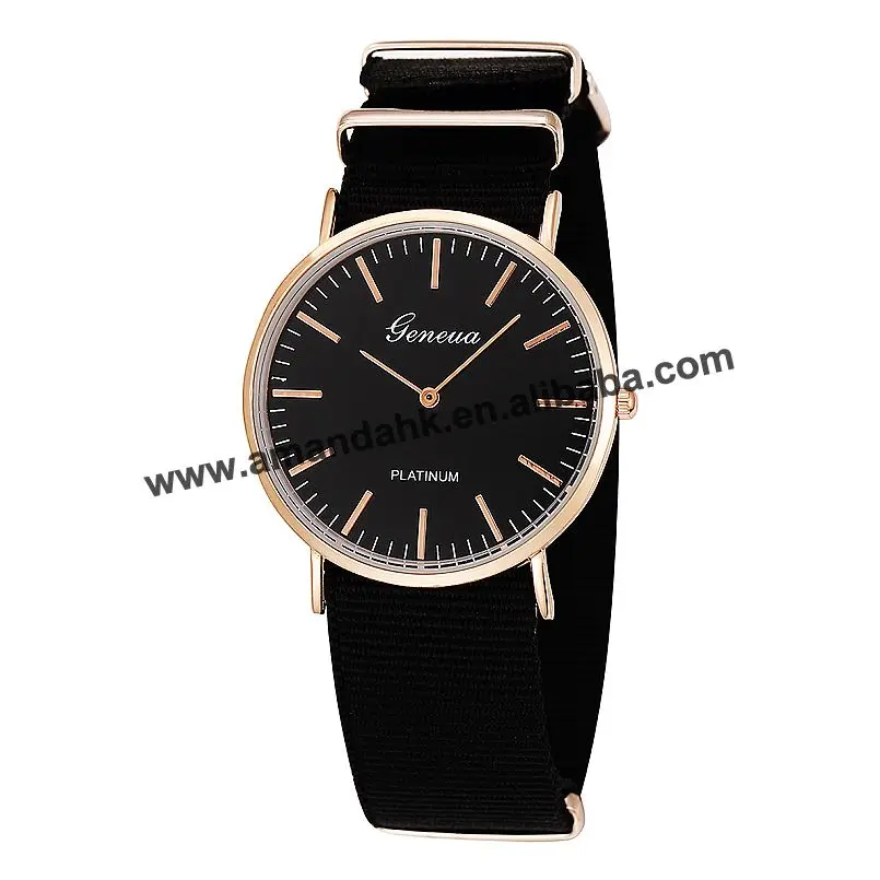 

High Wholesale Rose Gold Silver Men Women Watches Leather Nylon Quartz Wrist Watch Unisex Hot Sale Women Fashion Lady Watches