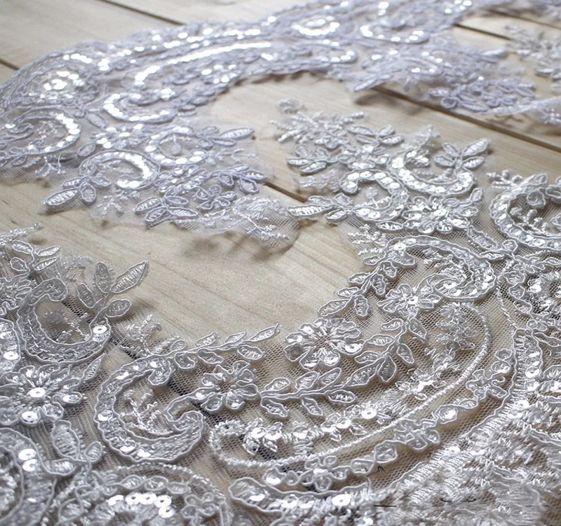 3Y-6Yards/Lot Refined Luxury with Continental Car Bone Sequined Lace Wedding Dress Accessories Lace Trim For Bridal Dress