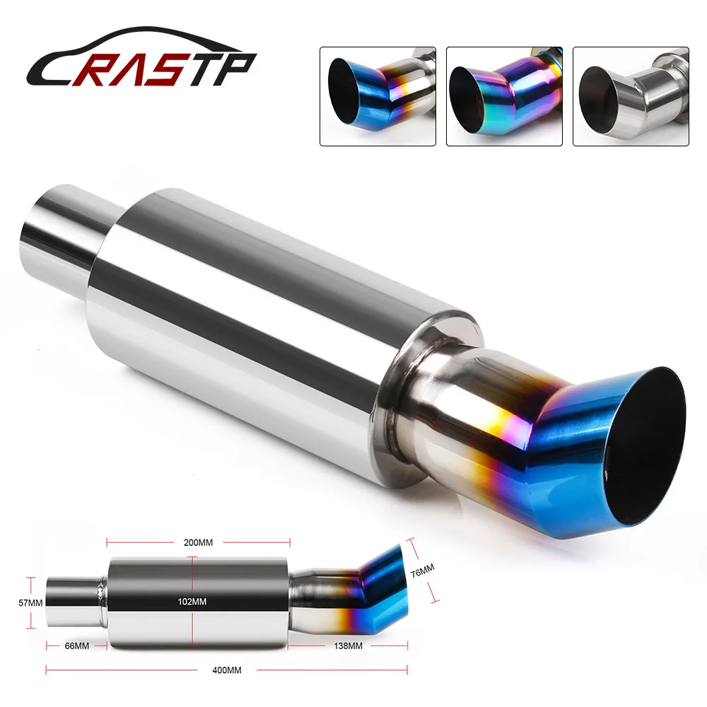 

RASTP-Car Muffler Exhaust System Polished Stainless Steel Exhaust Tip Silencer Inlet 5.7cm Exhaust Pipe RS-CR1004