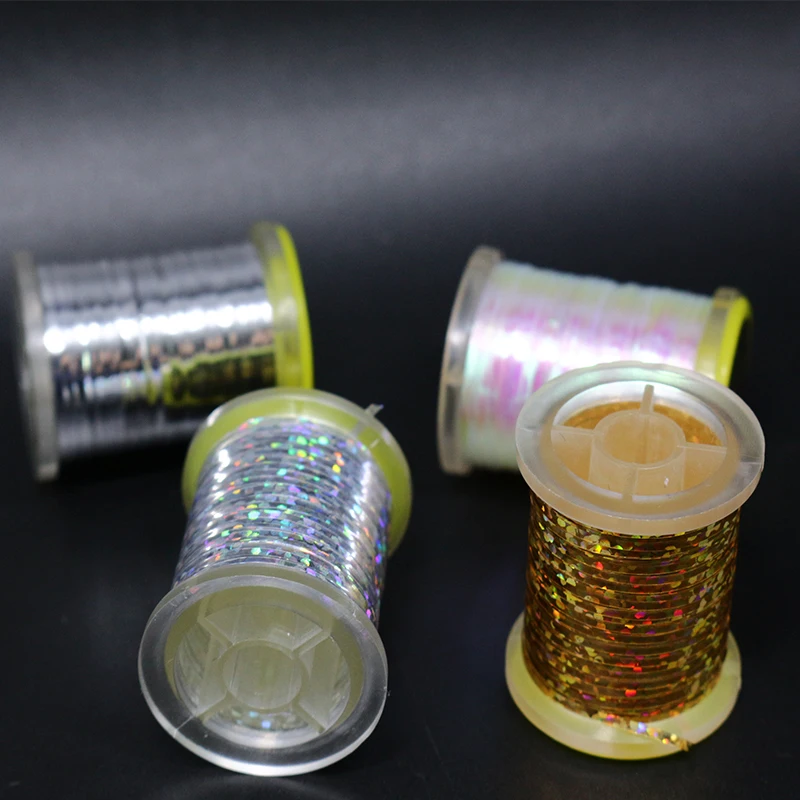 Hot 1 Spool Fly Tying flat mylar Tinsel Flash Tape HOLOGRAPHIC TINSEL SPOOLED for classic streamer patterns and flashback nymphs