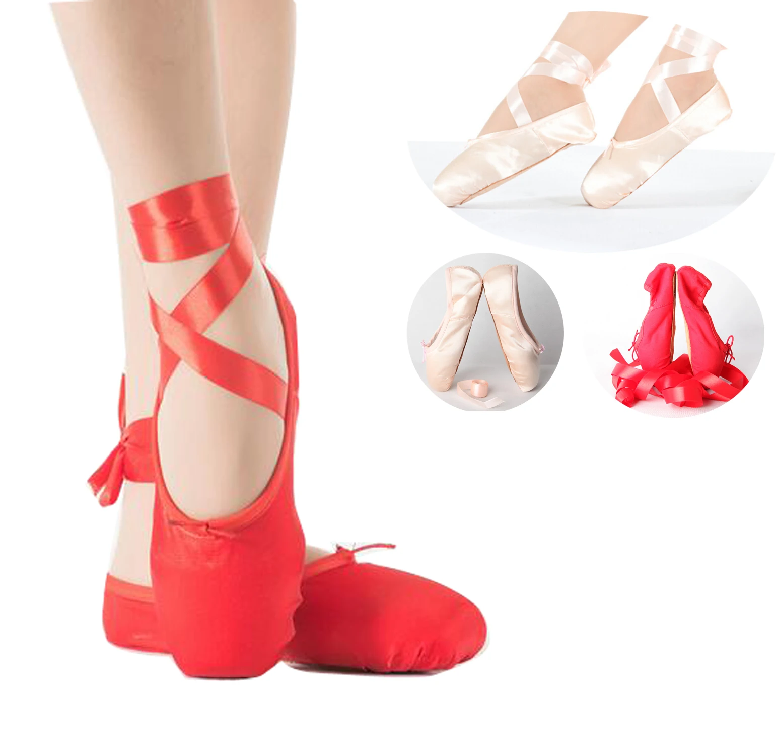 New Child Adult Ballet Pointe Shoes Ladies Professional Ballet Shoes With Ribbons Shoes Woman Dance Shoes Pink Red High Quality