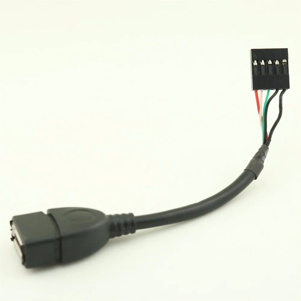 1 unidad 10cm USB 2,0 tipo A hembra a Dupont 5 pines hembra adaptador de placa base de datos Cable negro