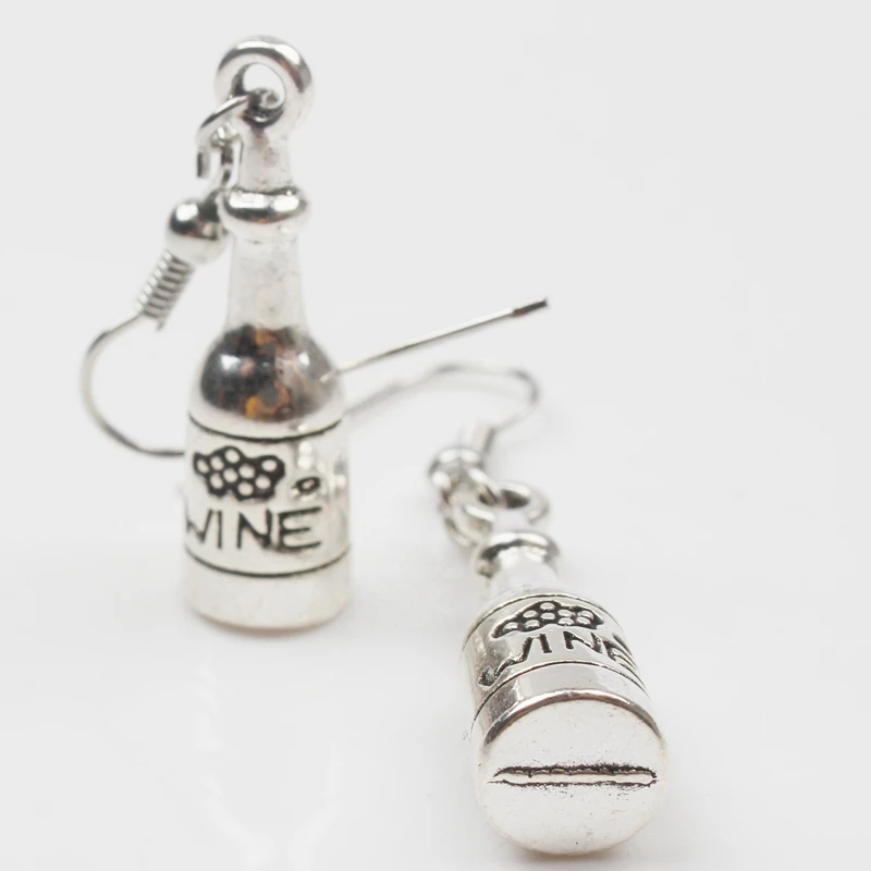 Fashion lady beautiful retro earrings creative wine bottle opener wine glass charm ear hang handmade lover gift handmade