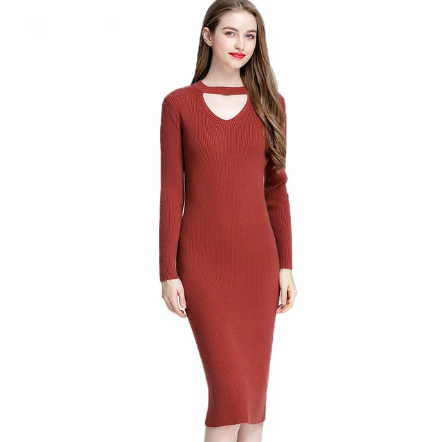 

New Autumn Winter Tight Stretchy Sweaters Knitted Dress Women Sexy Casual Long Maxi Sweater Dress Pull Vestidos Party Dresses