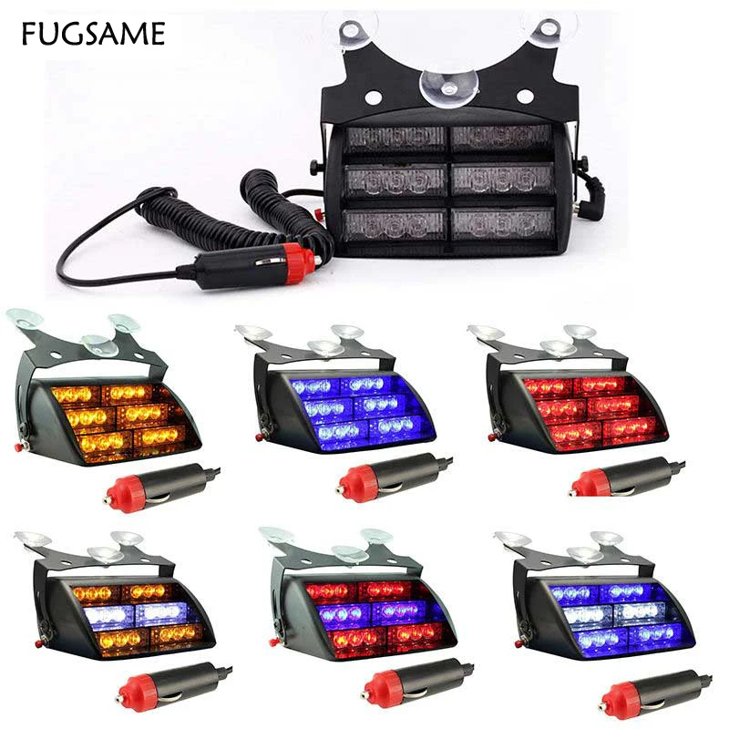 FUGSAME 12V 18LED Car Auto Truck LED Beacon Hazard Emergency Recovery Flashing Warning Strobe Light Amber Red Blue White Mix