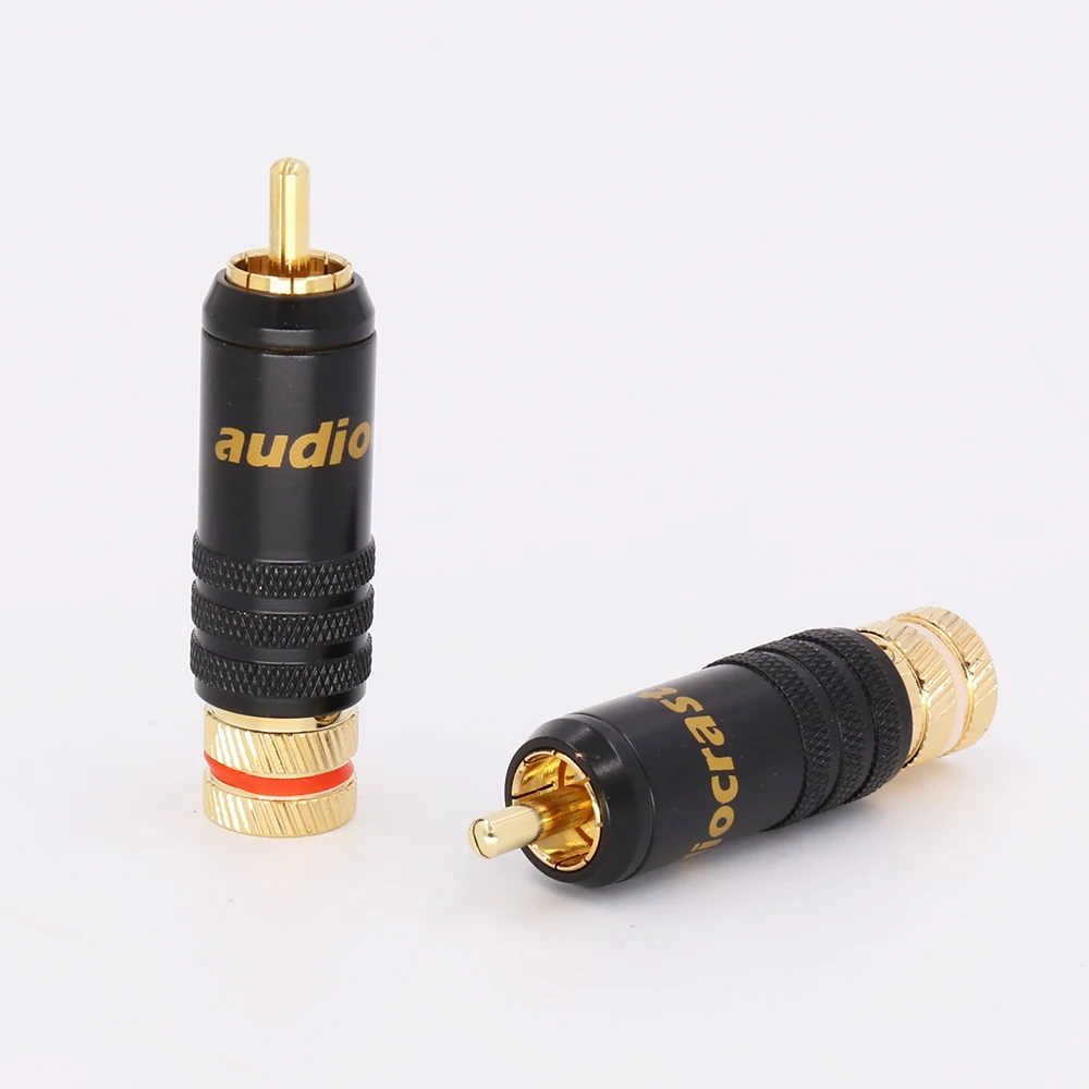 Audiocrast 4 pcs 24 K Gold Plated Rca ปลั๊กบัดกรีเสียง/วิดีโอปลั๊ก Connector