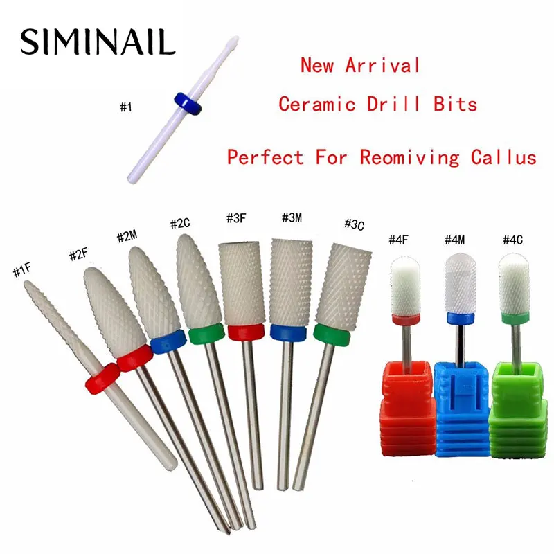 Pro Ceramic Nail Drill Bit Nail Art for Electric Manicure Pedicure 3/32 Nail Drill Bits Set Medium Ceramic Nail Cutter 2.35mm