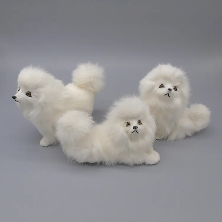 3 pieces a lot cute poodle models polyethylene & furs white dog dolls home decoration p0015