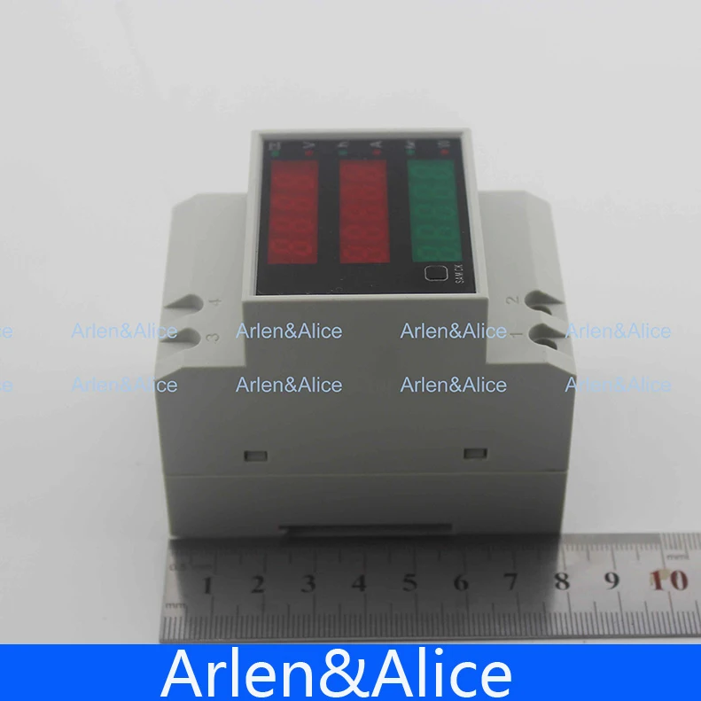 Din-рейка светодиодный AC 80-300V 0-100.0A Вольтметр Амперметр Дисплей Активная мощность и коэффициент мощности время счетчик энергии напряжение тока