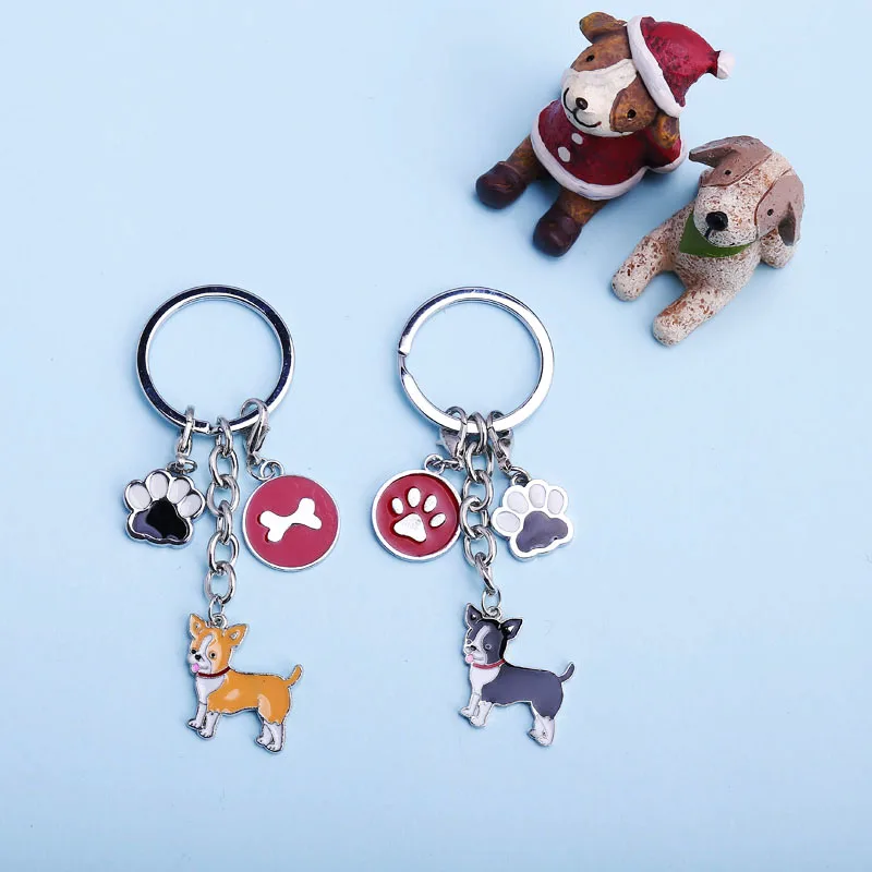 2019 DIY Lobster Clasp Pendant Women Jewelry Chihuahua Dog Key Chain Key Ring Pom Gift For Best Friend Bag Charm Animal Keychain