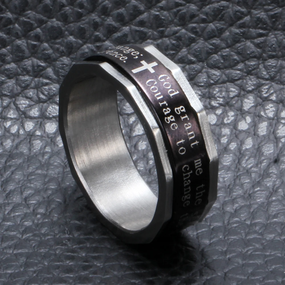 Fashion Jewelry Finger Rings Black Stainless Steel Cross Men Ring Jesus Holy Bible Religion Jewelry Gift for Man
