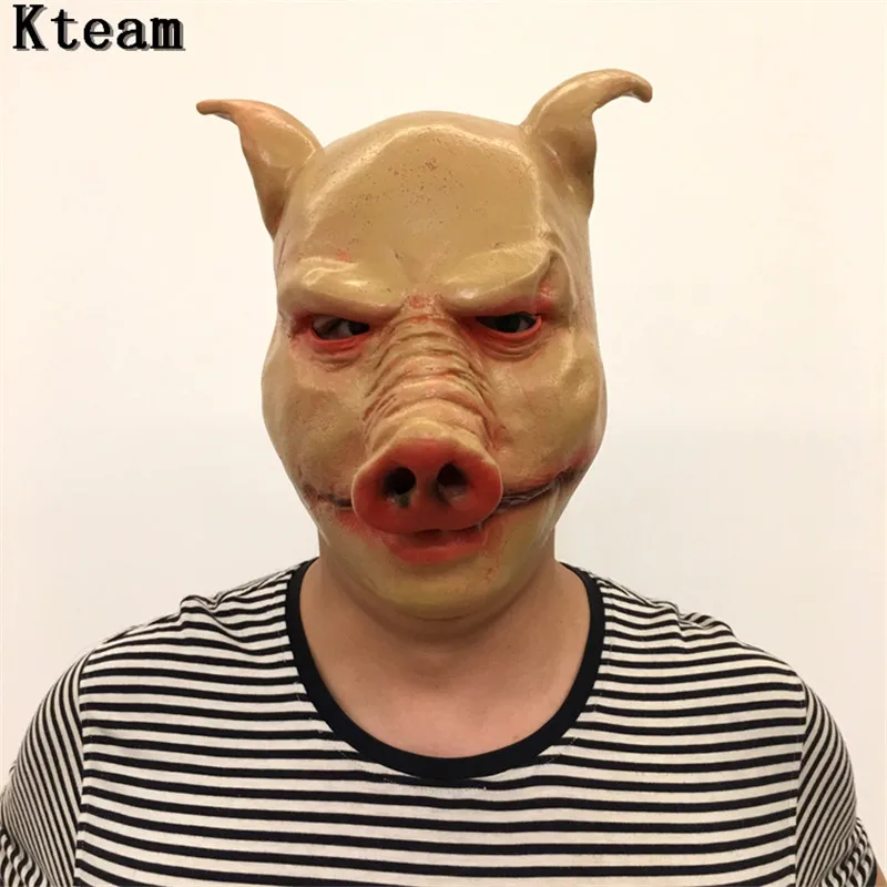 Funny Novelty Horror Saw Pig Overhead Animal Mask Adult Angry Pig Head Mask Latex Full Party Rubber Masks Animal Full Head Pigs