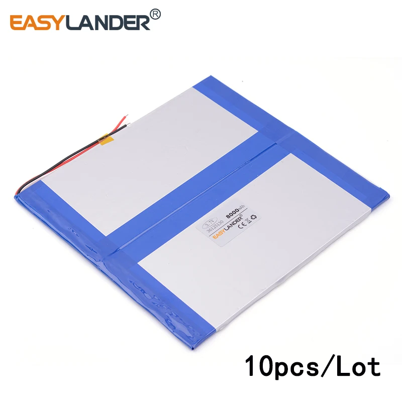 

10pcs/Lot 3.7V 8000mAH 36125130 lithium Li ion polymer rechargeable battery for ,sanei,,ainol tablet pc