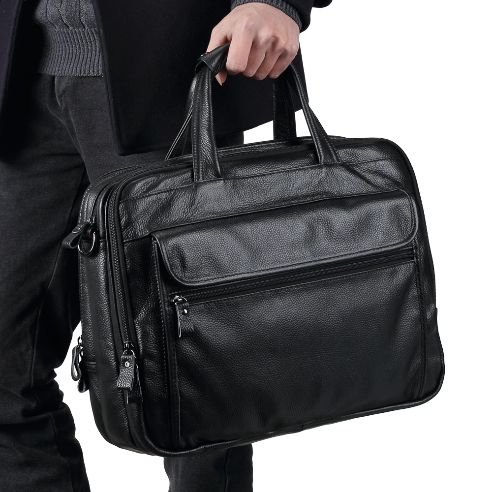 Fashion Genuine Leather Men A4 Office Bag Handbag Business Casual Men\'s Travel Bag 15.6\