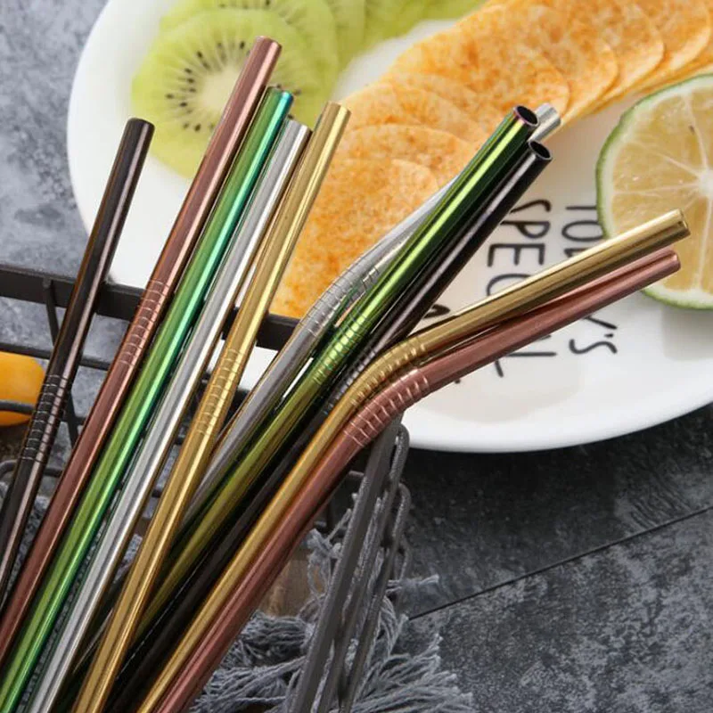 

500pcs 215mm Stainless Steel Straw Reusable Diameter 6mm Juice Milk Drinking Straws Eco Friendly Metal Straw Free Laser logo