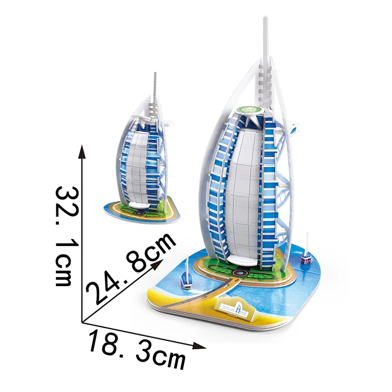 New Arrival 3D Puzzles Burj Al Arab Lugger Hotel Builing Mode Educational Toy for Kids 3D Dimensional Jigsaw Puzzle Toys