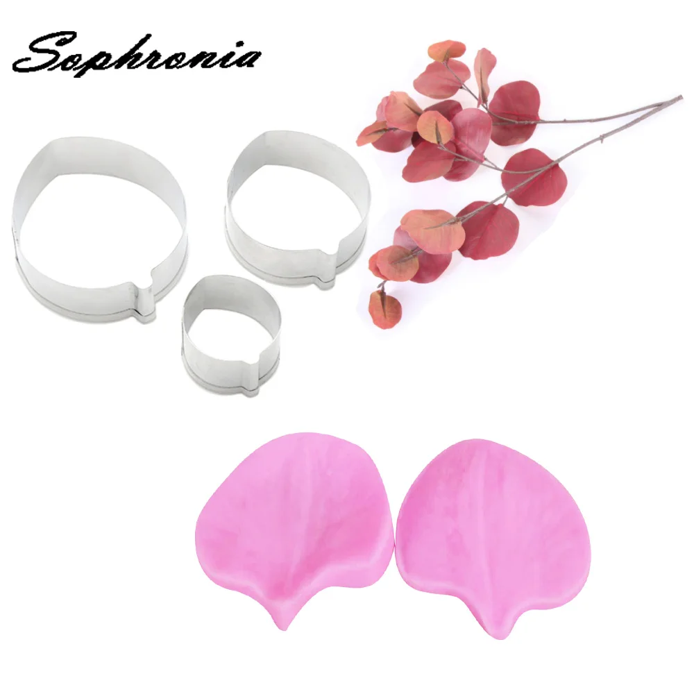 

Eucalyptus leaves Petal Veiner Silicone Moulds Cake Decorating Tool Stainless Steel Cutter Fondant Gumpaste Mold CS357