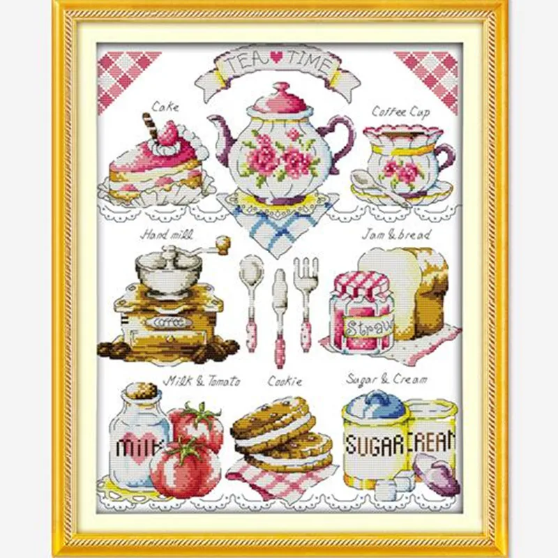 

Joy Sunday Afternoon Tea Time Canvas DMC 14CT and 11CT Counted Chinese Cross Stitch Kits printed Embroidery Set Needlework