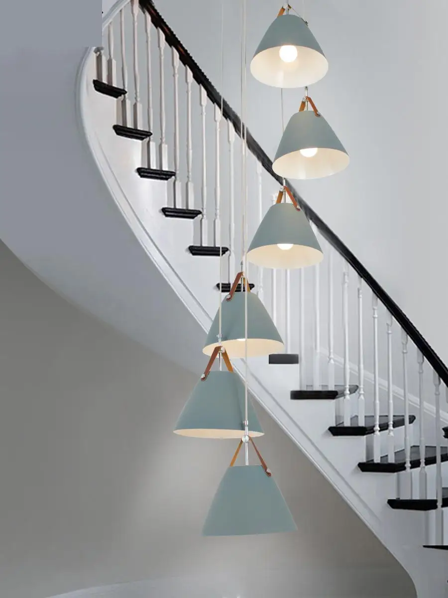 Nordic chandelier lighting Staircase Lamp Long Chandelier Simple Loft Compound Staircase chandeliers ceiling led Lighting