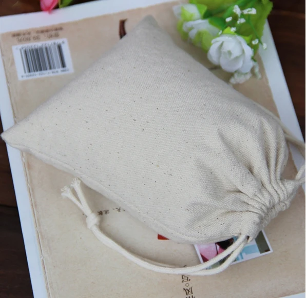 

High quality cotton canvas customized small drawstring bag jewelry bag wholesale custom gift bag for jewelry necklace watch